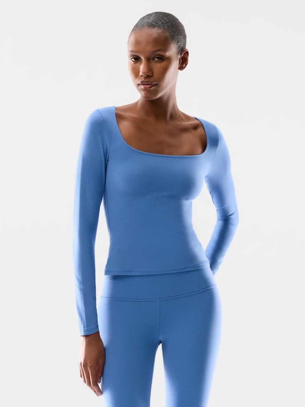 Aritzia Butter Essential Sweat-wicking Squareneck Longsleeve in French Blue
